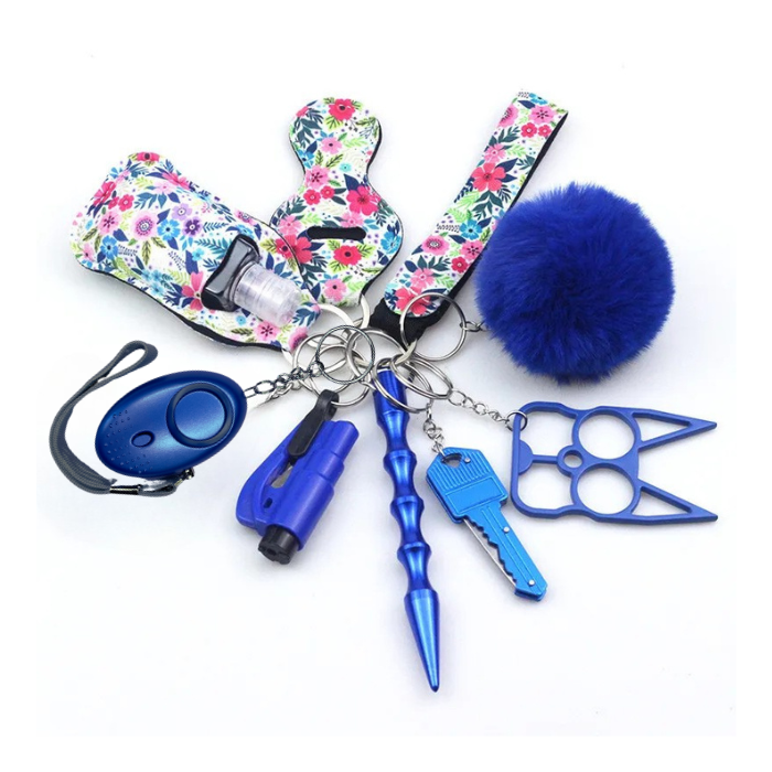 Self-Defense Keychain Set – 10-in-1 Personal Safety Kit (Blue set)