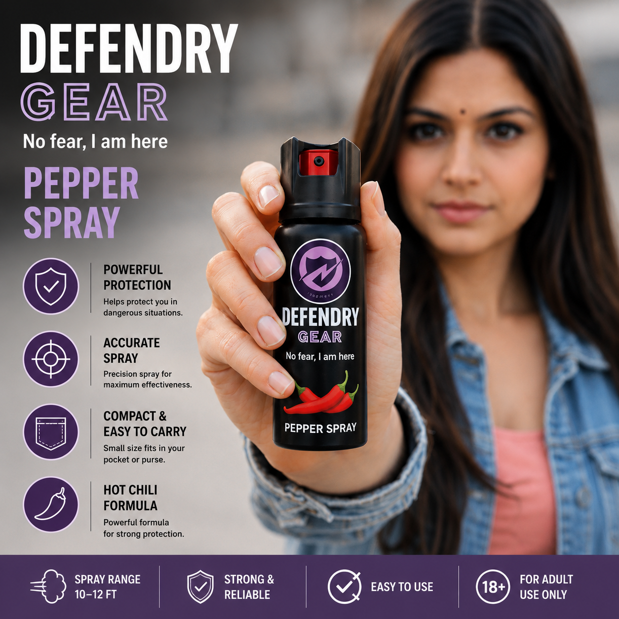 Pepper Spray 55ml Personal Safety Spray for Self-Defense Compact & Easy to Carry Travel Home office