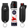 Pepper Spray with Premium Leather Keychain Pouch | Personal Safety Combo for Women & Men