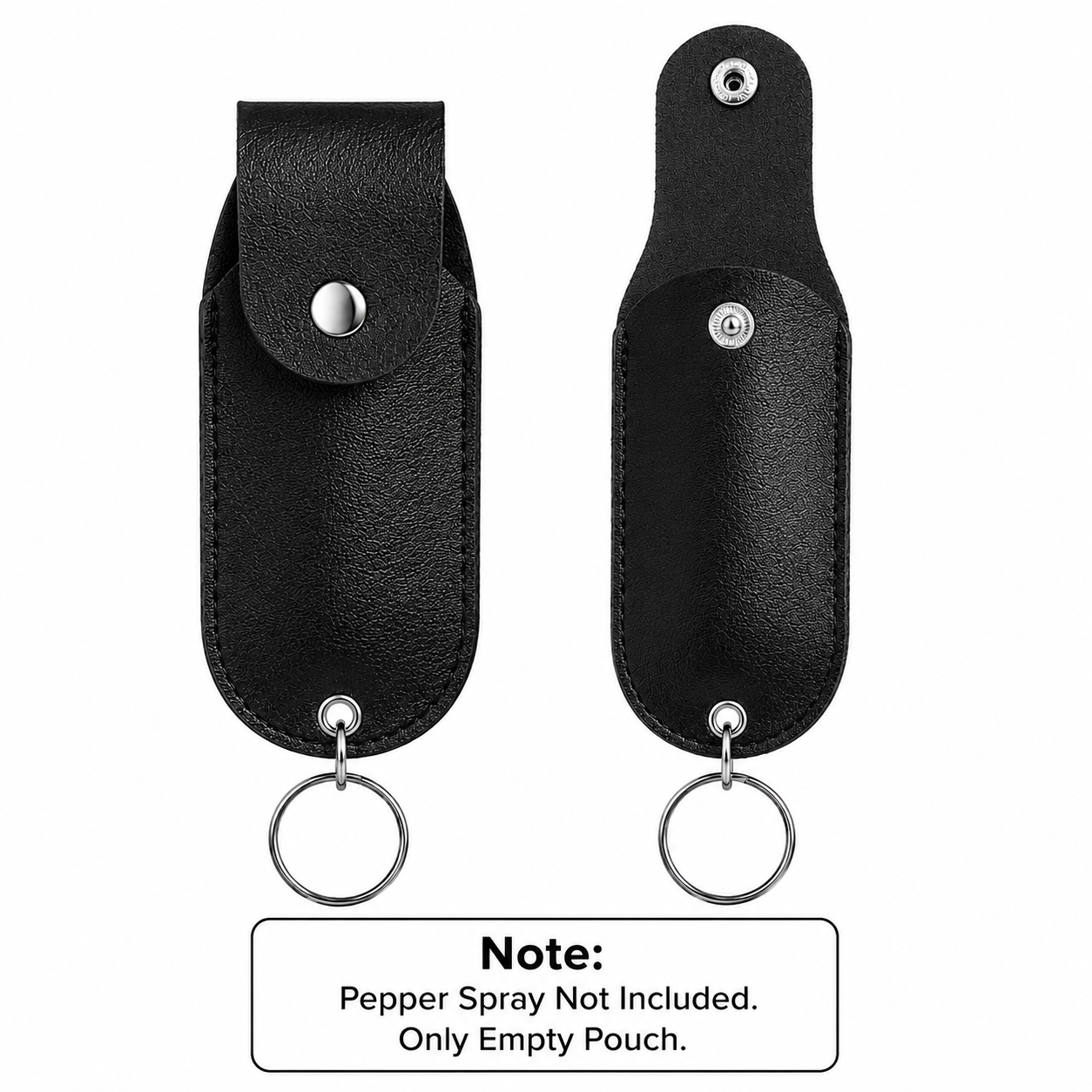 Leather Pepper Spray Pouch Keychain Holder – Empty Leather Carry Case with Key Ring (Pepper Spray Not Included)