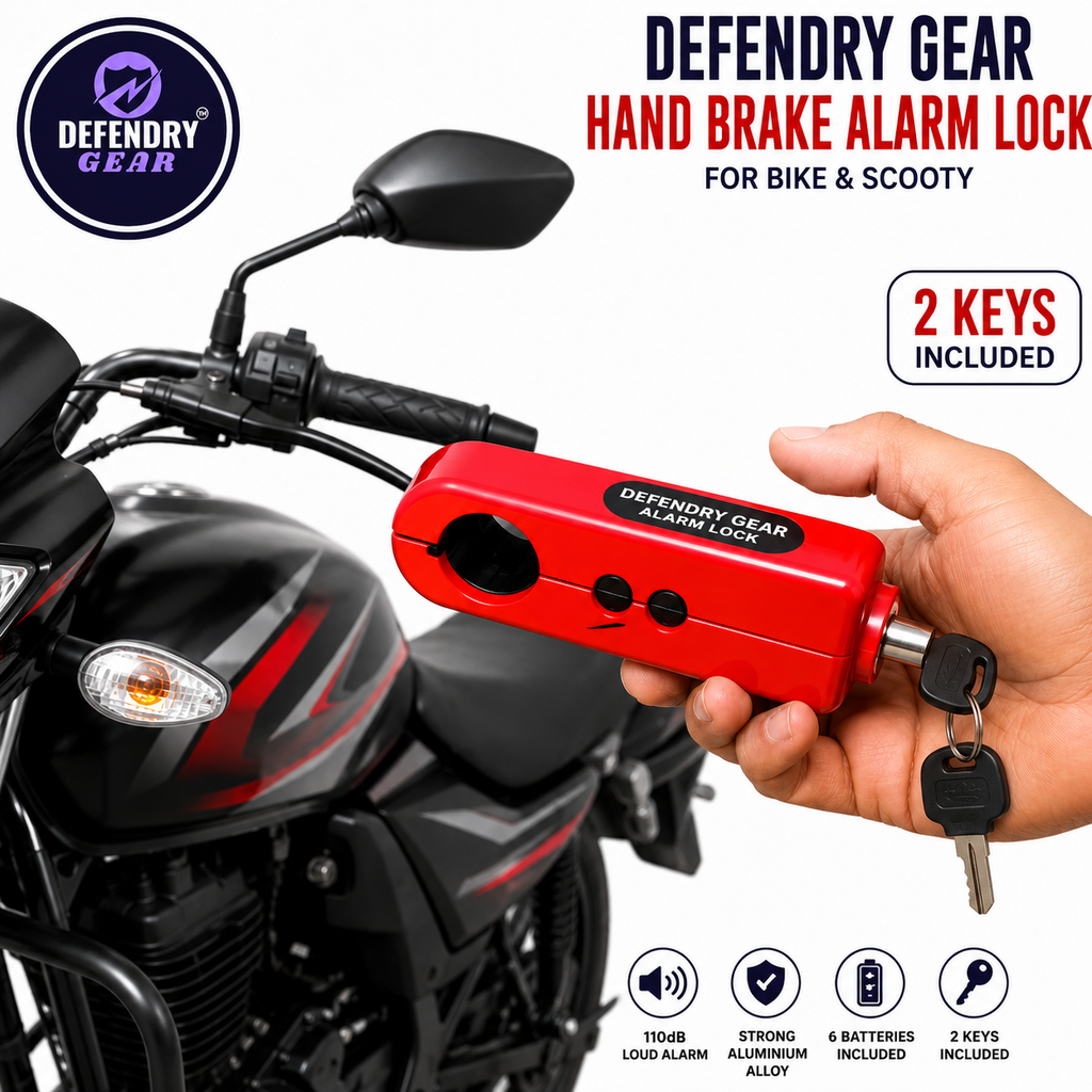 Hand Brake Alarm Lock for Bike & Scooty 110dB | Heavy Duty Aluminium Alloy | Anti-Theft Security Lock | Pre-installed Battery + 6 Free Extra Batteries & 2 Keys Included