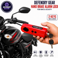 Hand Brake Alarm Lock for Bike & Scooty 110dB | Heavy Duty Aluminium Alloy | Anti-Theft Security Lock | Pre-installed Battery + 6 Free Extra Batteries & 2 Keys Included