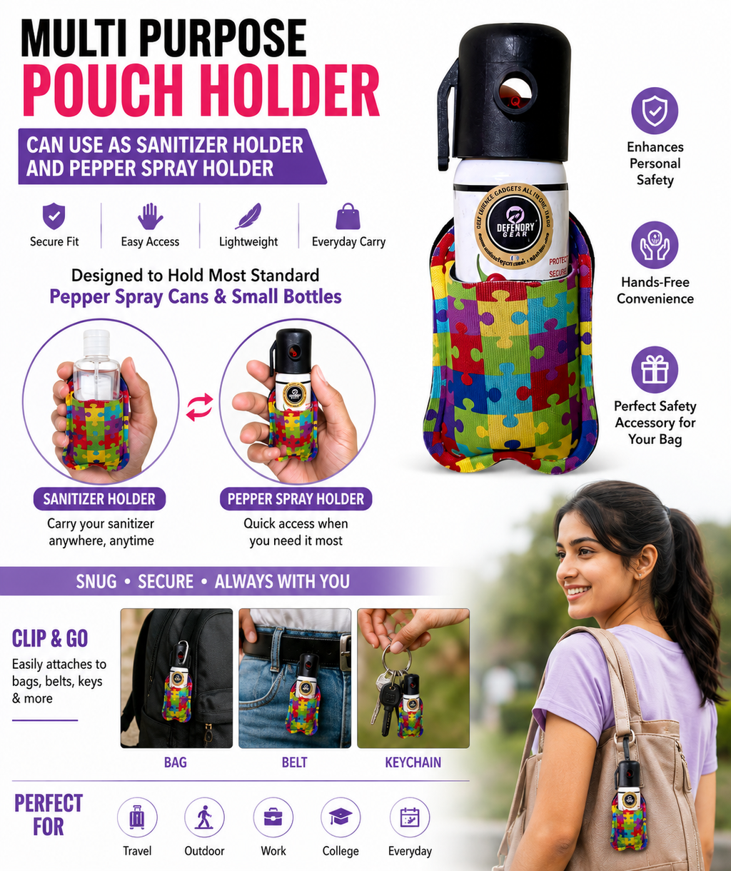 6-in-1 Safety Keychain Set for Women & Girls | Personal Alarm, Wristlet, Beaded Bracelet, Pompom, Hand Sanitizer Holder & Refillable Bottle