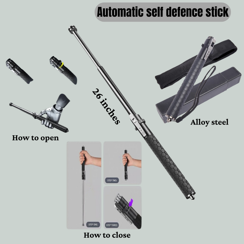 Automatic Self Defense Safety Stick – 26 Inch Alloy Steel Strong Protection Stick Home office Travel